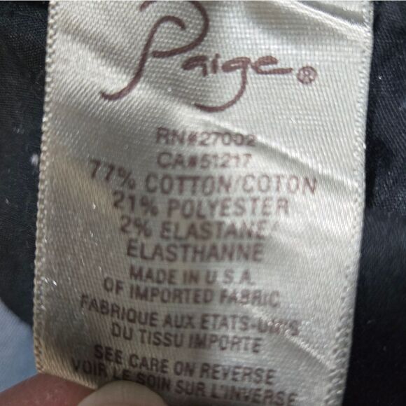 Paige Black Peg Super Skinny Jeans Size 26 Stretchy Mid Rise Denim - Picture 7 of 9